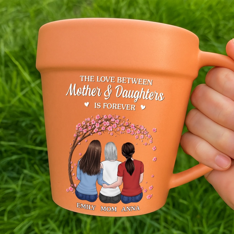 Personalized Plant Pot Ceramic Mug - Gifts For Mom, Daughter - Mother And Daughter, Connected Forever