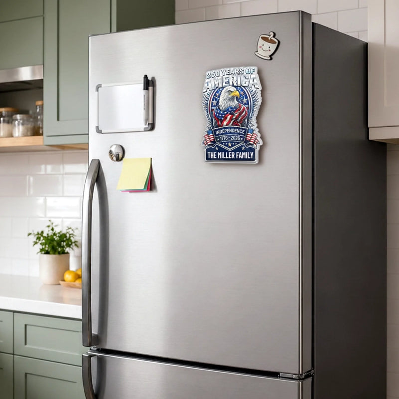 Personalized Acrylic Fridge Magnet - America 250th Anniversary Gifts For Mom, Dad, Family - Land Of The Free