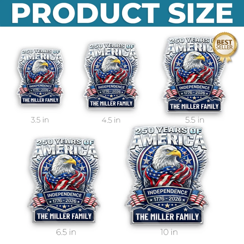 Personalized Acrylic Fridge Magnet - America 250th Anniversary Gifts For Mom, Dad, Family - Land Of The Free