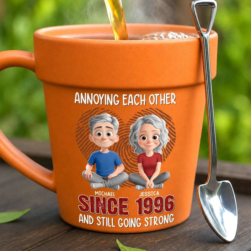 Personalized Plant Pot Ceramic Mug - Gifts For Couple - Growing Older, Loving Deeper