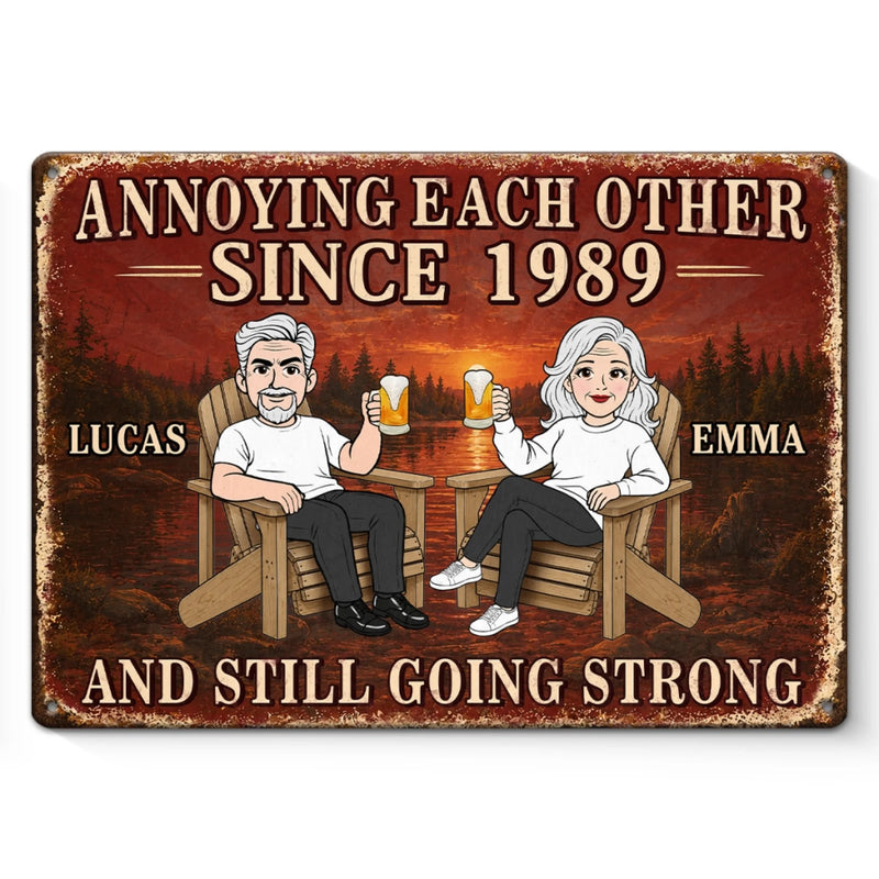 Personalized Home Decor Metal Sign - Gifts For Couple - Crazy Together Since Forever