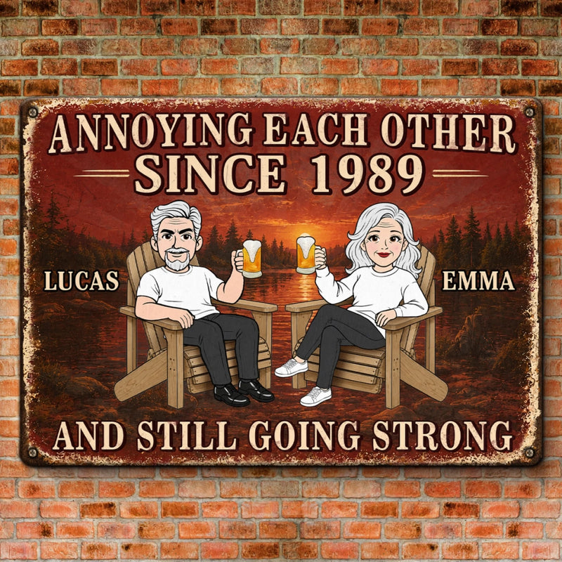 Personalized Home Decor Metal Sign - Gifts For Couple - Crazy Together Since Forever