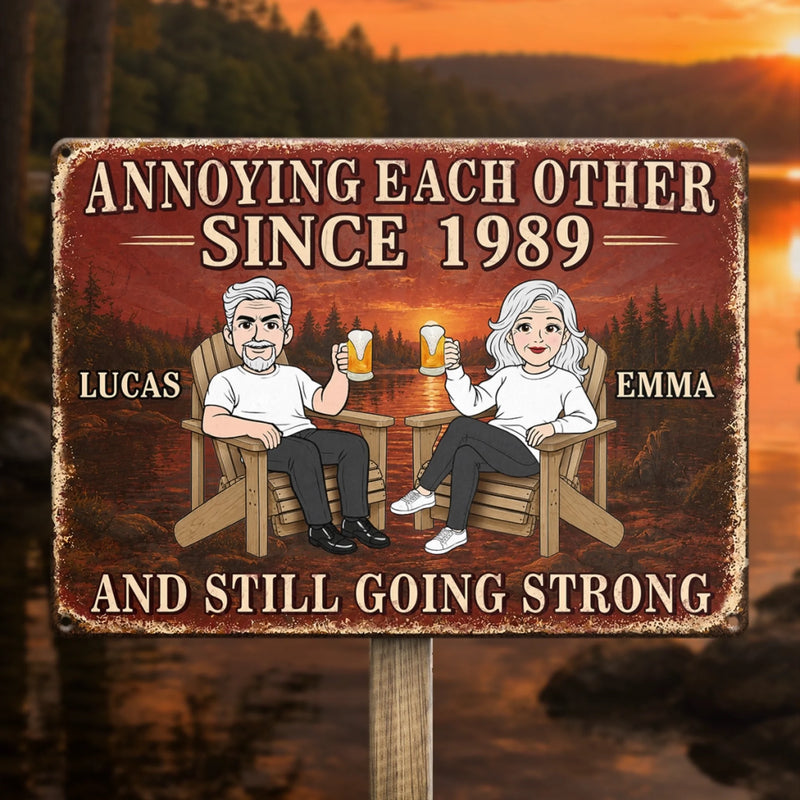 Personalized Home Decor Metal Sign - Gifts For Couple - Crazy Together Since Forever