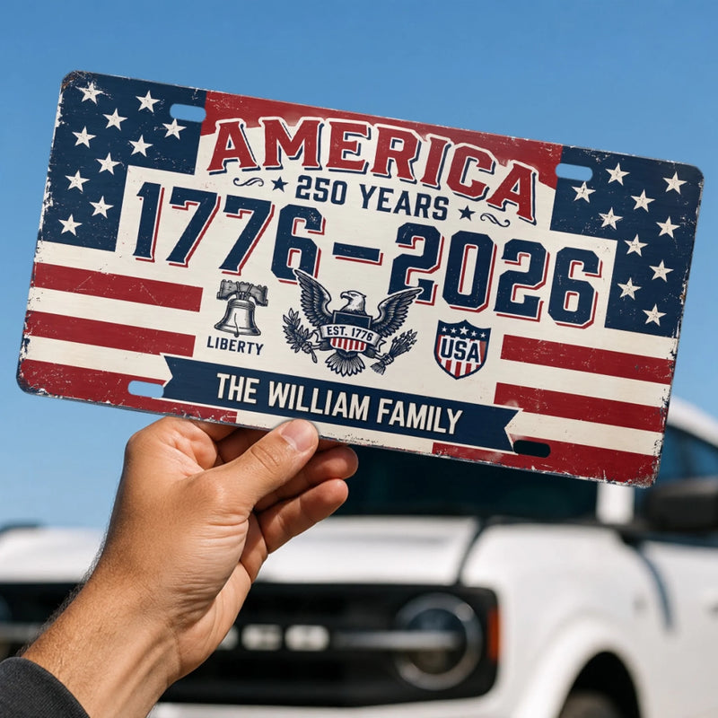 Personalized License Plate - America 250th Anniversary Gifts For Mom, Dad, Family - We Shine Best Together
