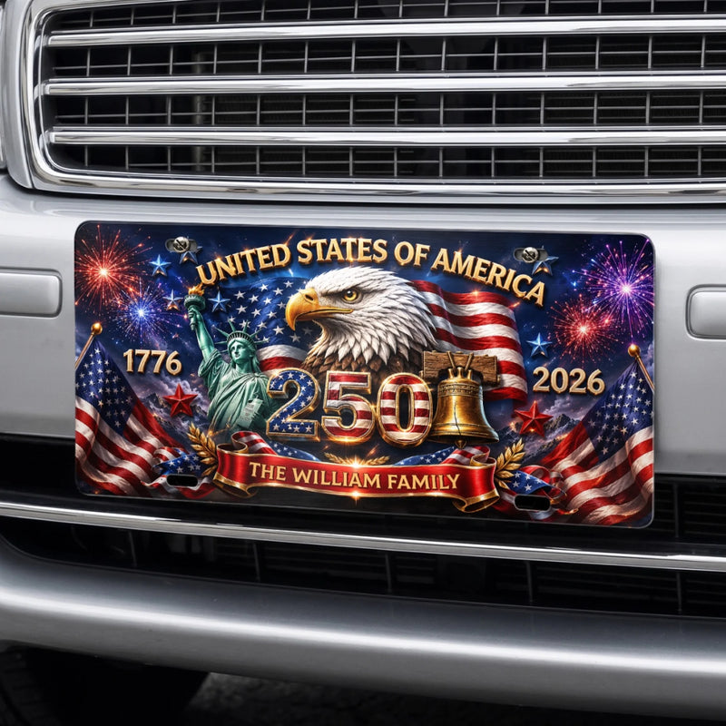 Personalized License Plate - America 250th Anniversary Gifts For Mom, Dad, Family - Together We Shine Bright
