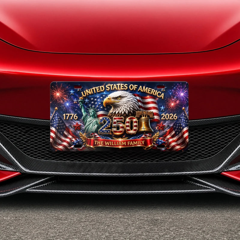 Personalized License Plate - America 250th Anniversary Gifts For Mom, Dad, Family - Together We Shine Bright