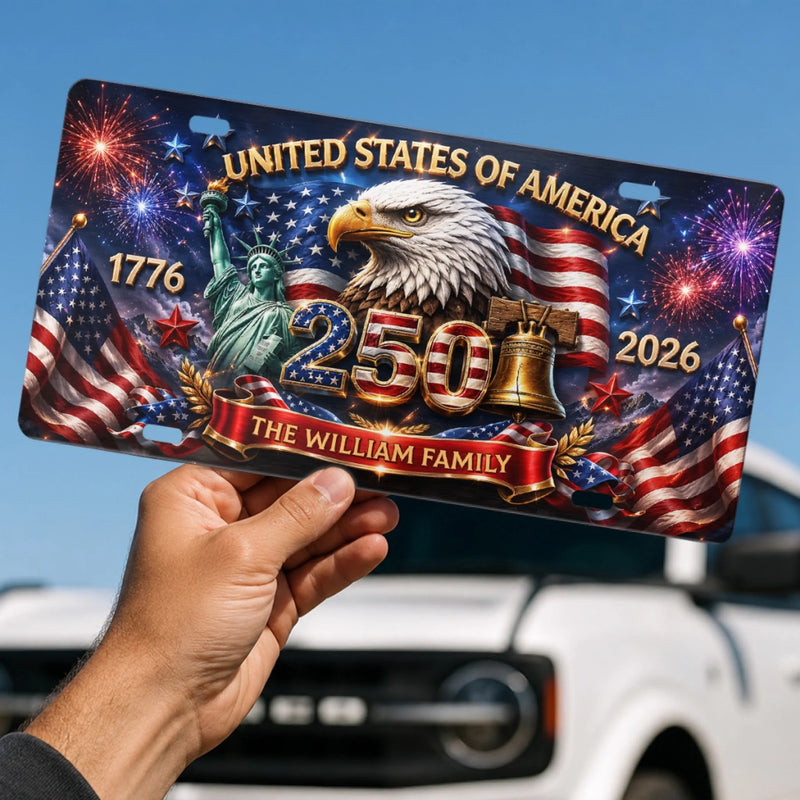 Personalized License Plate - America 250th Anniversary Gifts For Mom, Dad, Family - Together We Shine Bright