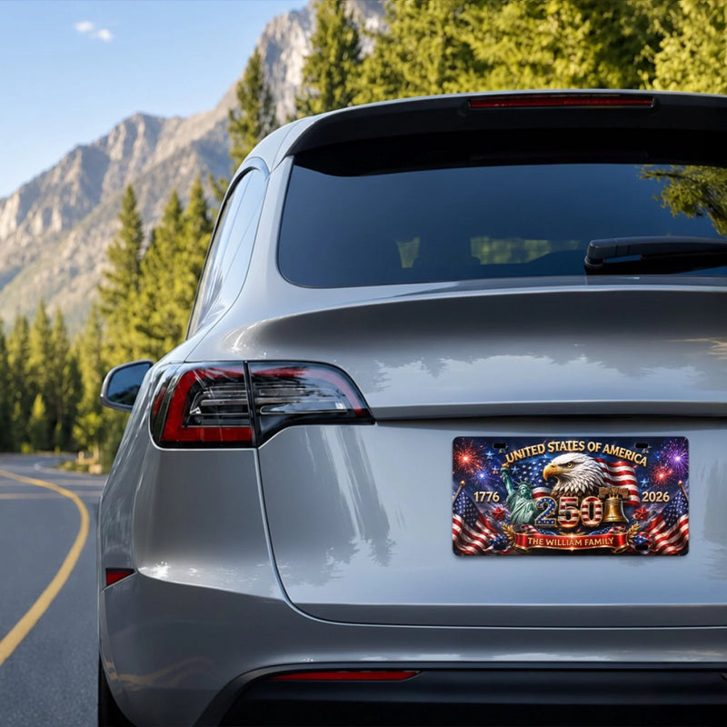Personalized License Plate - America 250th Anniversary Gifts For Mom, Dad, Family - Together We Shine Bright