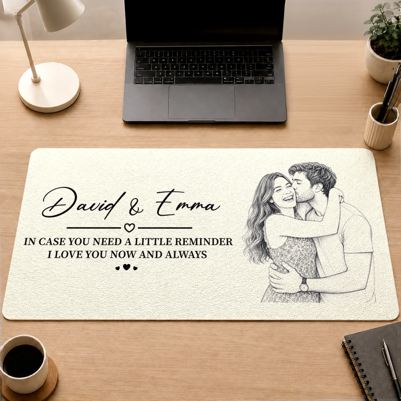 Personalized Photo Desk Mat – Anniversary Gifts For Couple – I Love You Now and Always