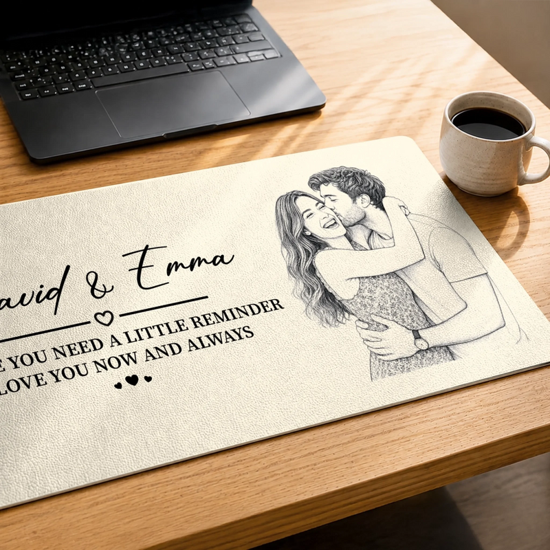 Personalized Photo Desk Mat – Anniversary Gifts For Couple – I Love You Now and Always