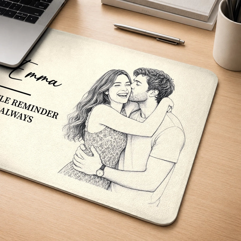 Personalized Photo Desk Mat – Anniversary Gifts For Couple – I Love You Now and Always