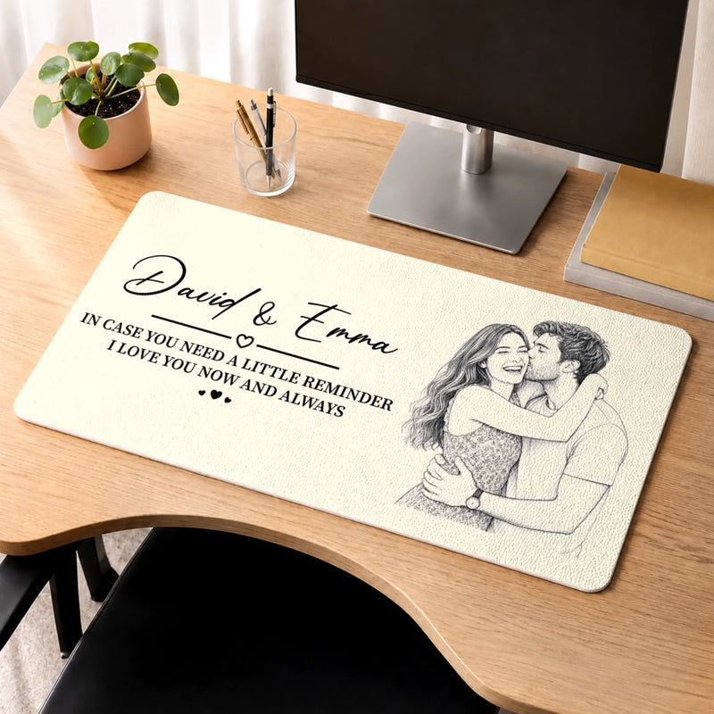 Personalized Photo Desk Mat – Anniversary Gifts For Couple – I Love You Now and Always