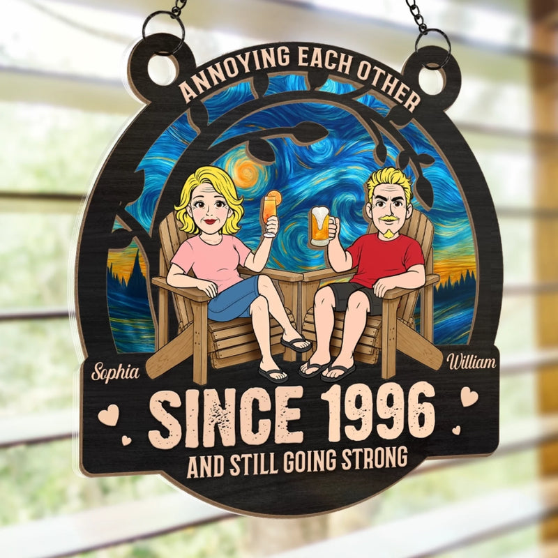 Personalized Window Hanging Suncatcher Ornament - Anniversary Gifts For Couple - Our Forever Sunny Love Story