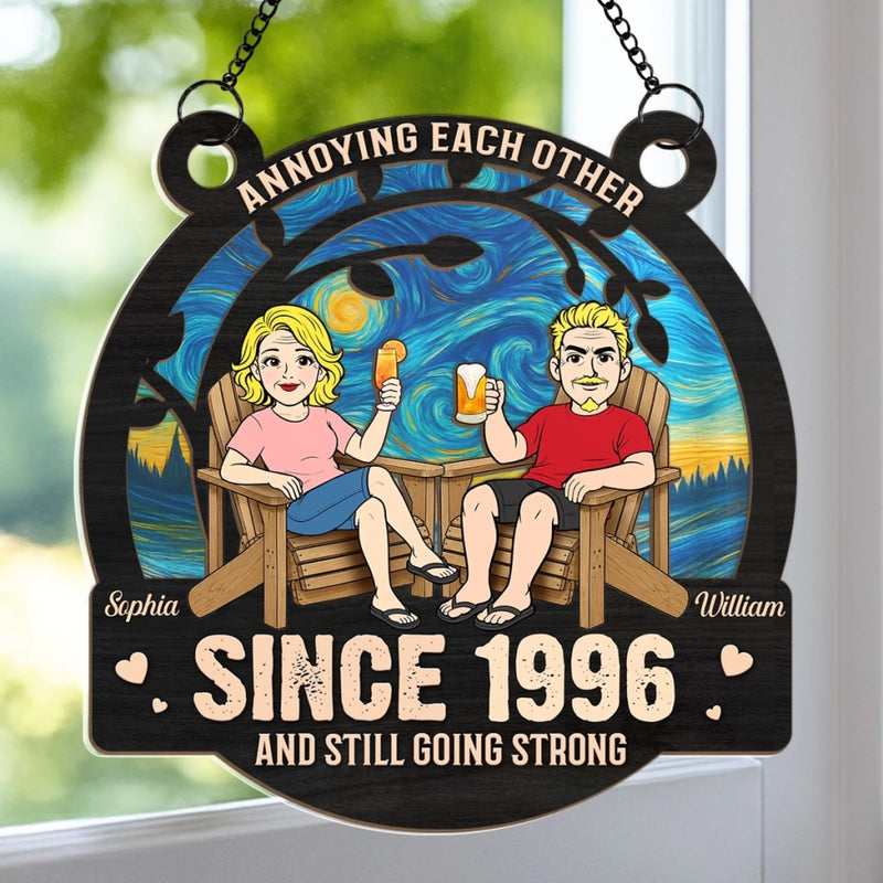 Personalized Window Hanging Suncatcher Ornament - Anniversary Gifts For Couple - Our Forever Sunny Love Story