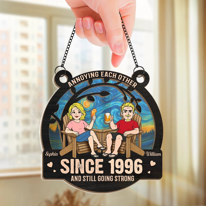 Personalized Window Hanging Suncatcher Ornament - Anniversary Gifts For Couple - Our Forever Sunny Love Story