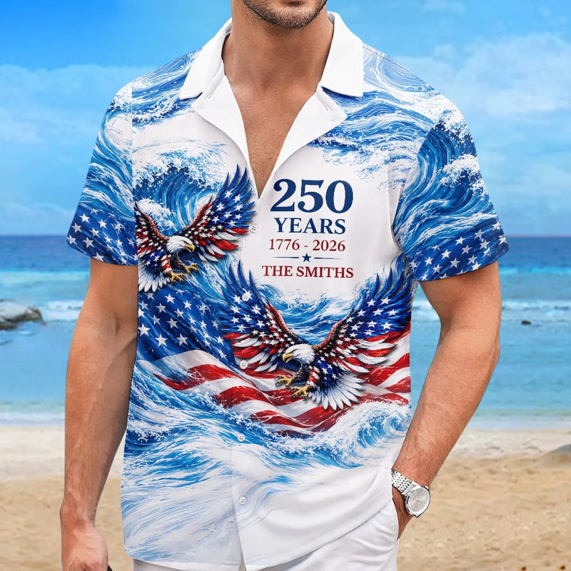 Personalized America 250th Anniversary Hawaiian Shirt - Gifts For Family - Generations of Strength