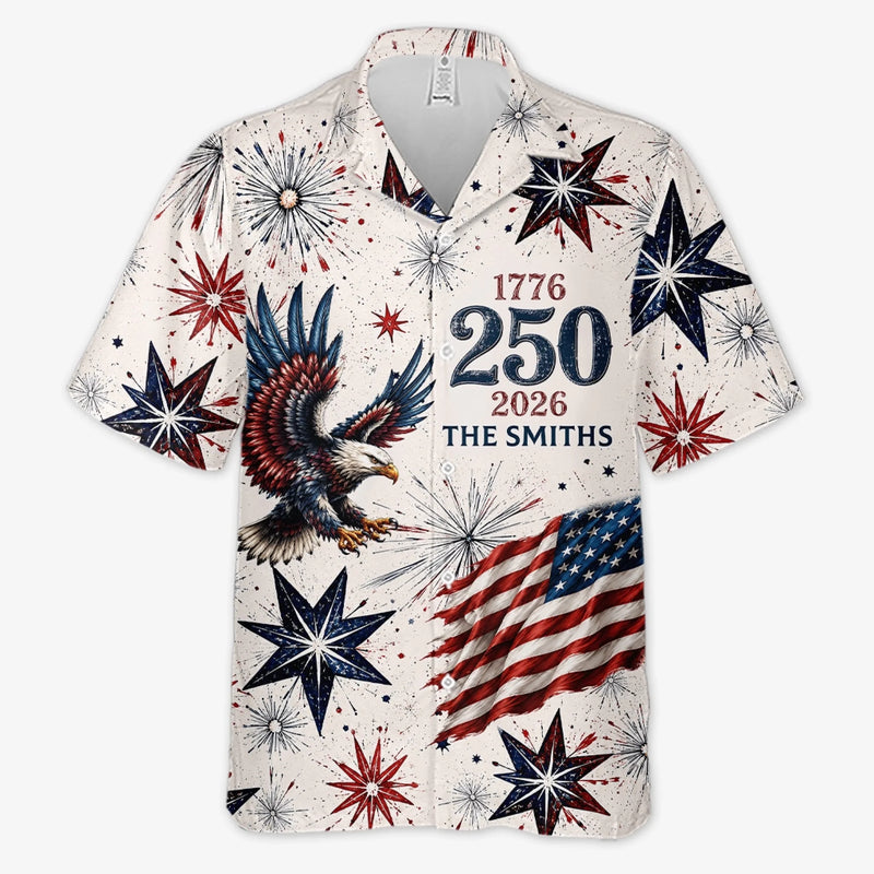 Personalized America 250th Anniversary Hawaiian Shirt - Gifts For Family - Leading with Strength And Pride