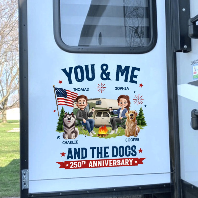 Personalized RV Decal - America 250th Anniversary,  Camping Gifts for Campers, Couple - Furry Camping Crew