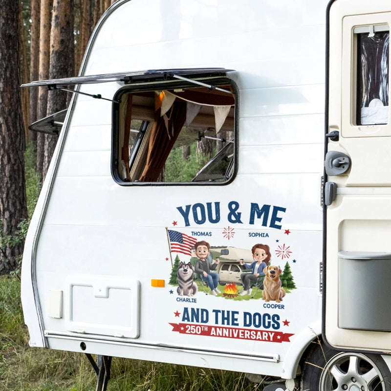 Personalized RV Decal - America 250th Anniversary,  Camping Gifts for Campers, Couple - Furry Camping Crew