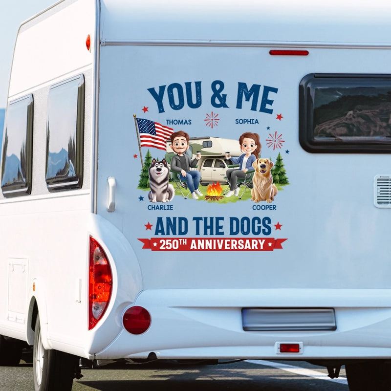 Personalized RV Decal - America 250th Anniversary,  Camping Gifts for Campers, Couple - Furry Camping Crew