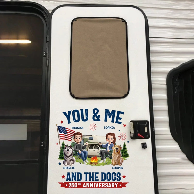 Personalized RV Decal - America 250th Anniversary,  Camping Gifts for Campers, Couple - Furry Camping Crew