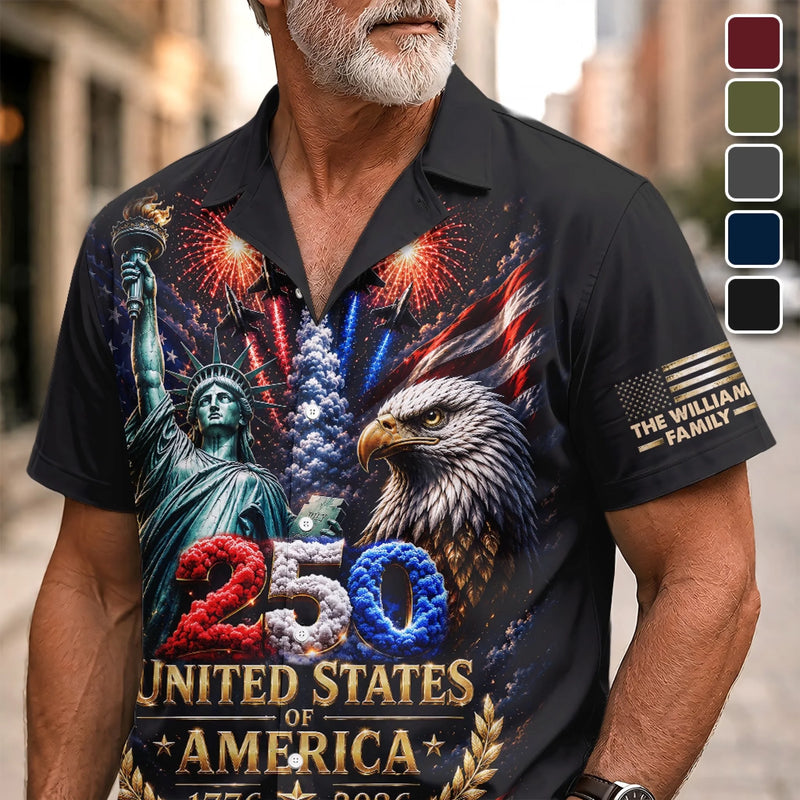 Personalized America 250th Anniversary Hawaiian Shirt - Gifts For Family - American Pride Forever
