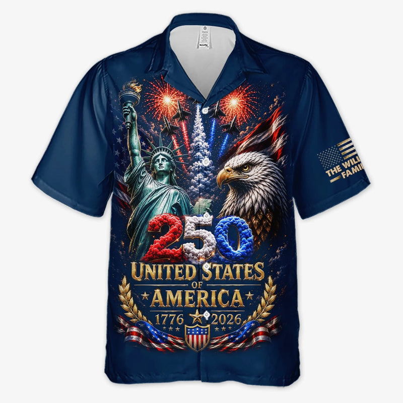 Personalized America 250th Anniversary Hawaiian Shirt - Gifts For Family - American Pride Forever