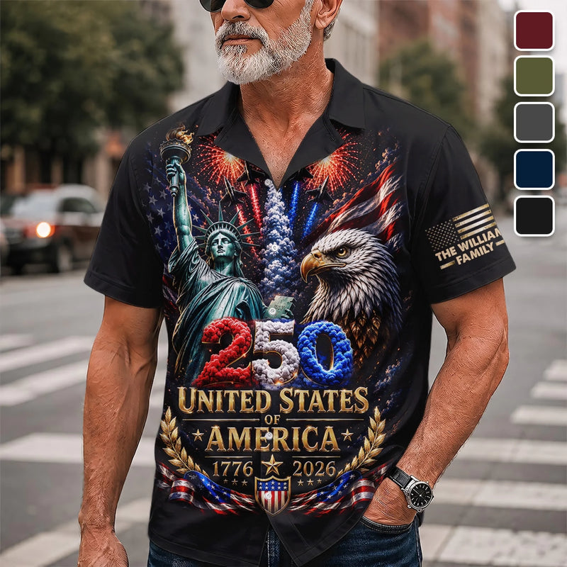 Personalized America 250th Anniversary Hawaiian Shirt - Gifts For Family - American Pride Forever