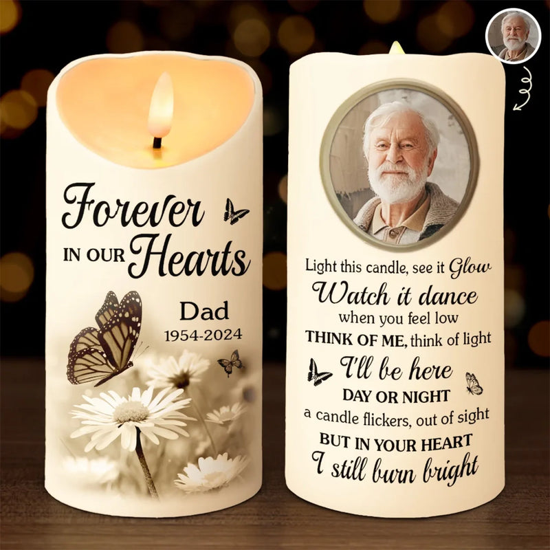 Personalized Photo LED Candle - Memorial Sympathy Gift For Family - I’m Right Here Inside Your Heart