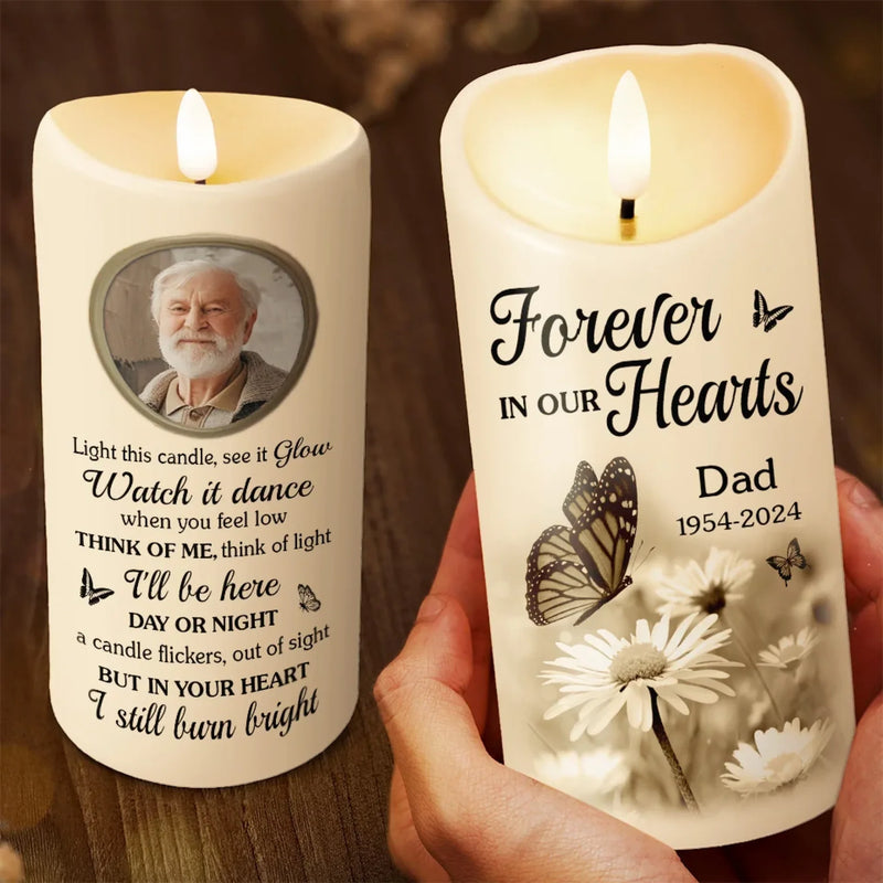 Personalized Photo LED Candle - Memorial Sympathy Gift For Family - I’m Right Here Inside Your Heart