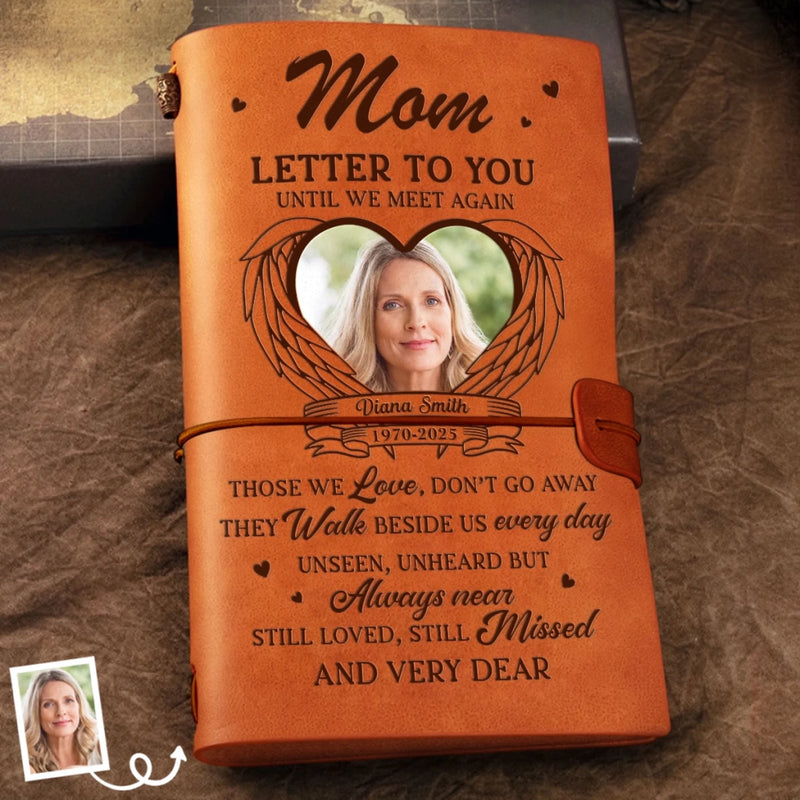 Personalized Photo Leather Wrap Journal - Meaningful Memorial Gift - Always Guided By Your Love