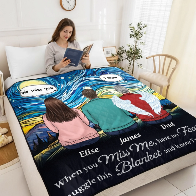Personalized Quilt Blanket - Meaningful Memorial Gift - Love Stays Though You Are Gone