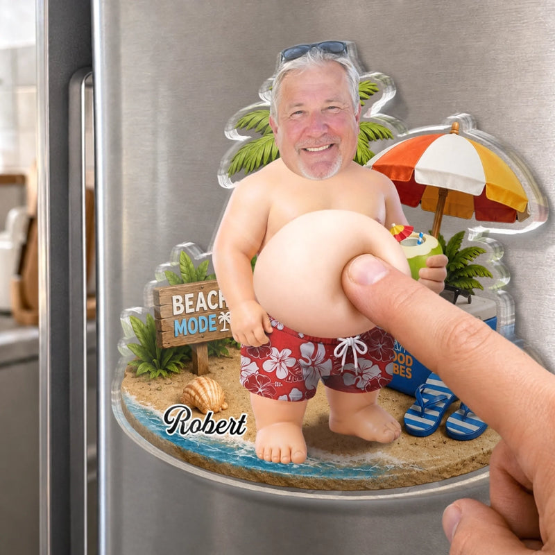 Personalized Photo Dad Bod Belly Squishy Acrylic Fridge Magnet – Funny Gifts For Dad, Grandpa –  Too Hot To Mow Today
