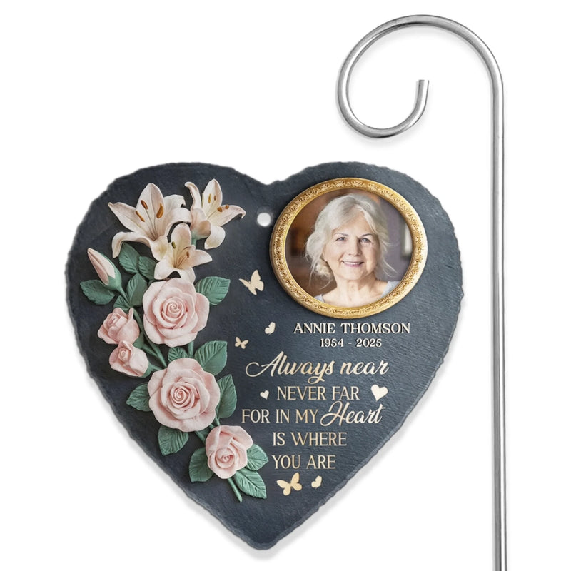 Personalized Photo Memorial Garden Slate & Hook - Meaningful Memorial Gift - Gone But Not Forgotten