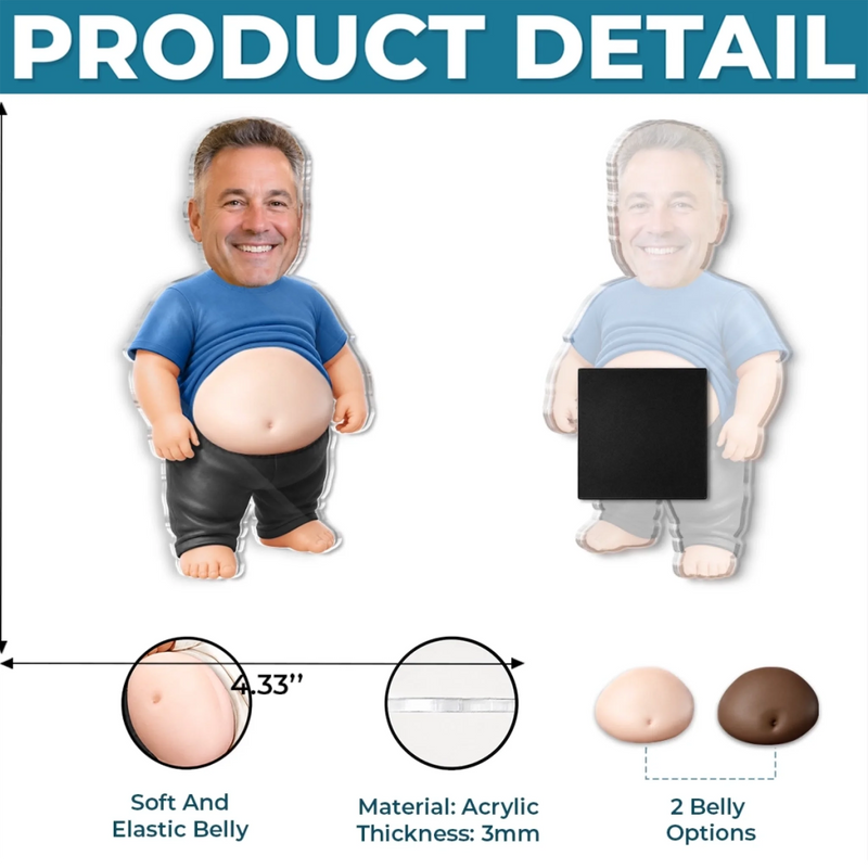 Personalized Photo Squishy Acrylic Fridge Magnet – Anniversary Gifts For Couple –  Official Belly Appreciation Club