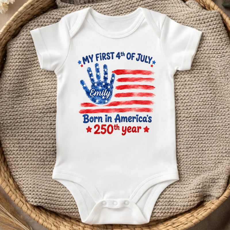 Personalized America 250th Anniversary Baby Onesie - Gifts For New Moms, New Dads, New Parents - My First 4th Of July