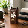 Personalized Pen Holder With Clock - Gifts For Couple - Captured Moments, Timeless Love