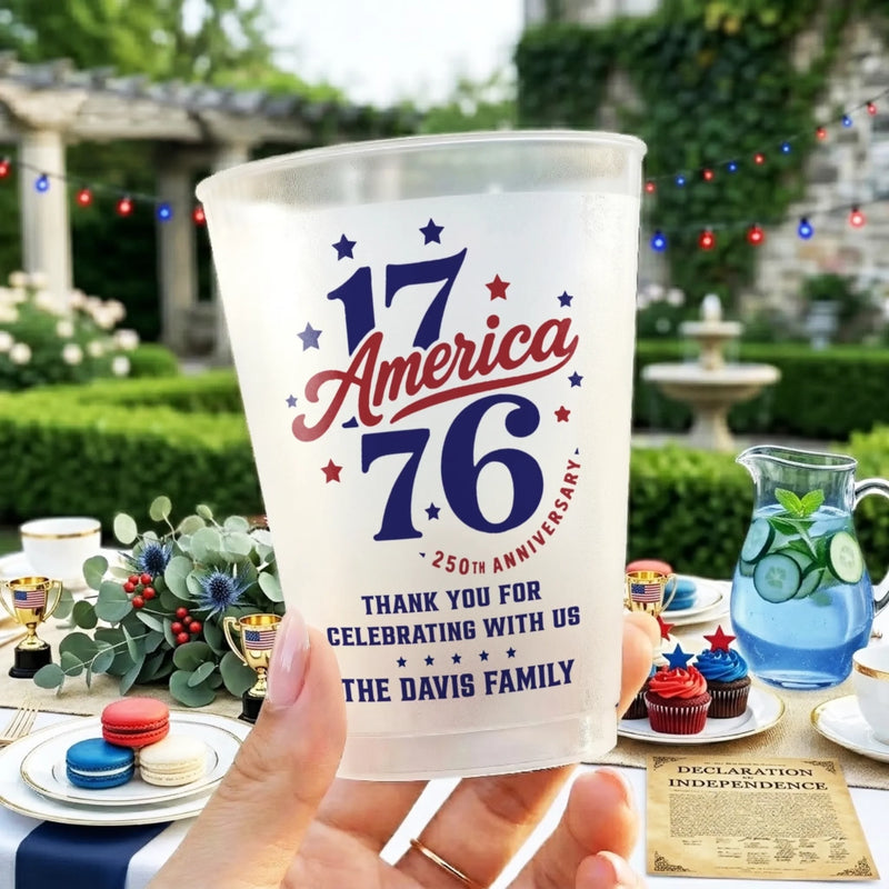 Personalized America 250th Anniversary Party Cups - Gifts For Family - United By Freedom Forever