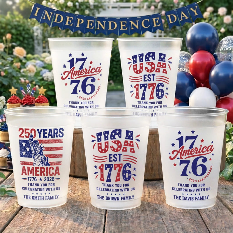 Personalized America 250th Anniversary Party Cups - Gifts For Family - United By Freedom Forever