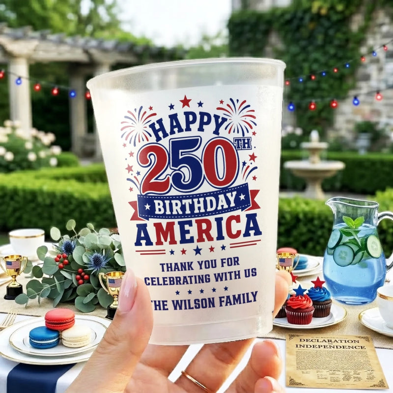 Personalized America 250th Anniversary Party Cups - Gifts For Family - Proud Hearts Strong Nation