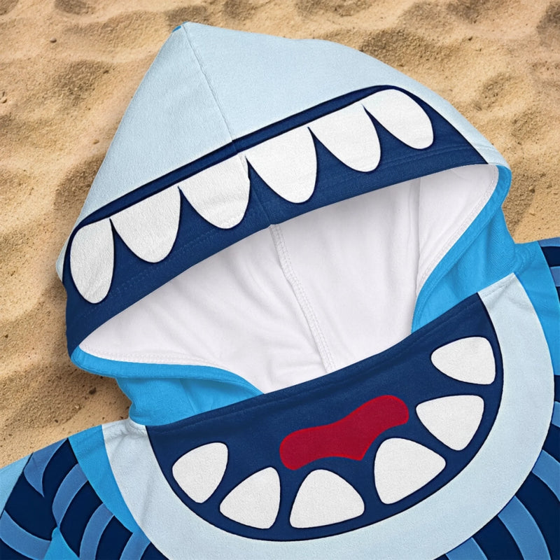 Personalized Poncho Beach Towel - Summer Gifts For Family Members - Beware Of Cute Shark Bites