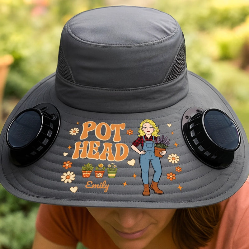 Personalized Hat With Fans Solar Power - Gifts For Gardeners - Living My Happiest Earthy Dream
