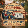 Personalized America 250th Anniversary Wood Sign – Camping Gifts For Campers, Couple – Our Happy Camping Place