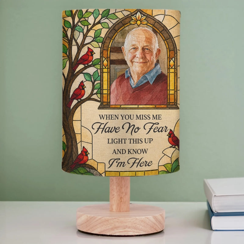 Personalized Photo Linen Bedside Table Lamp - Memorial Sympathy Gifts - Always Loved Never Forgotten