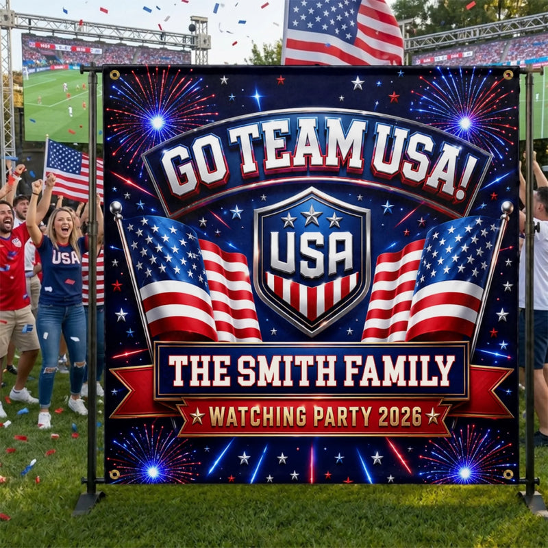 Personalized USA World Football Backdrop -  Gifts For Sports Lovers - Rocking The Ultimate Team Spirit