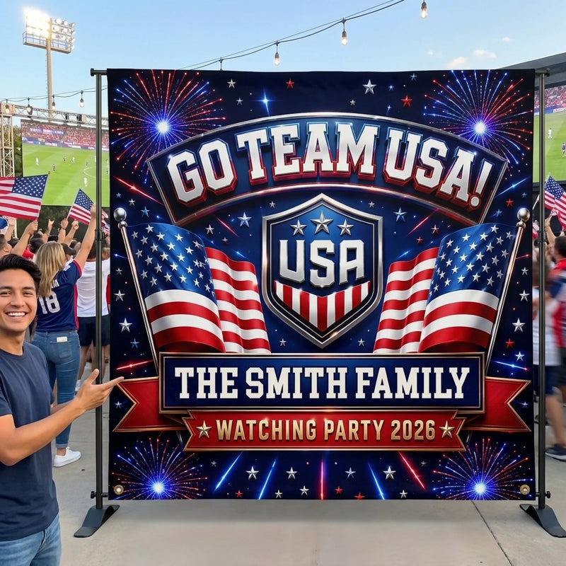 Personalized USA World Football Backdrop -  Gifts For Sports Lovers - Rocking The Ultimate Team Spirit