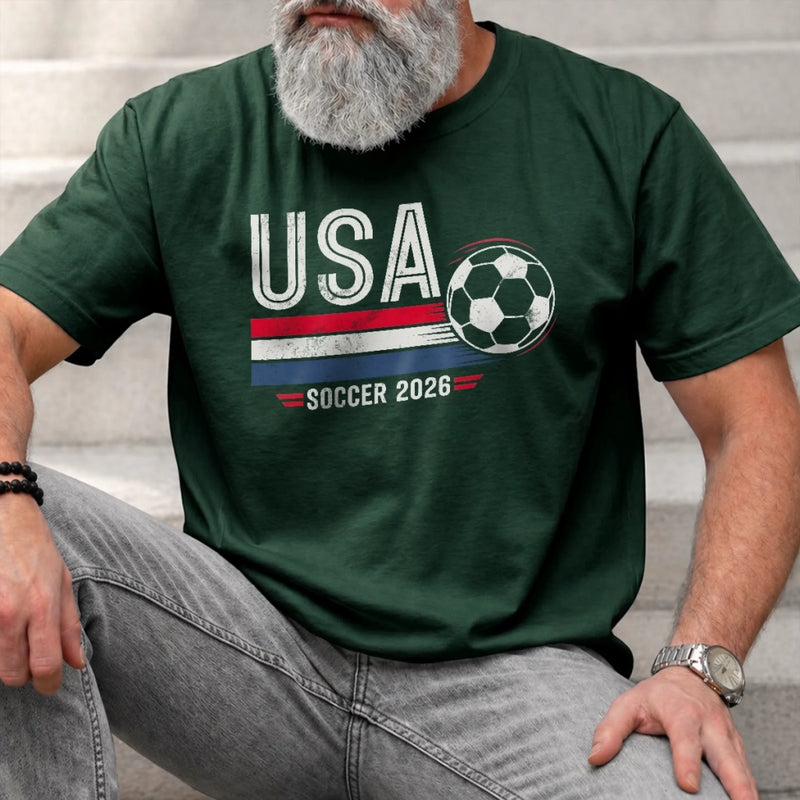 Personalized USA World Football Unisex T-shirt -  Gifts For Football, Sports Lovers - Stars, Stripes, Soccer Glory