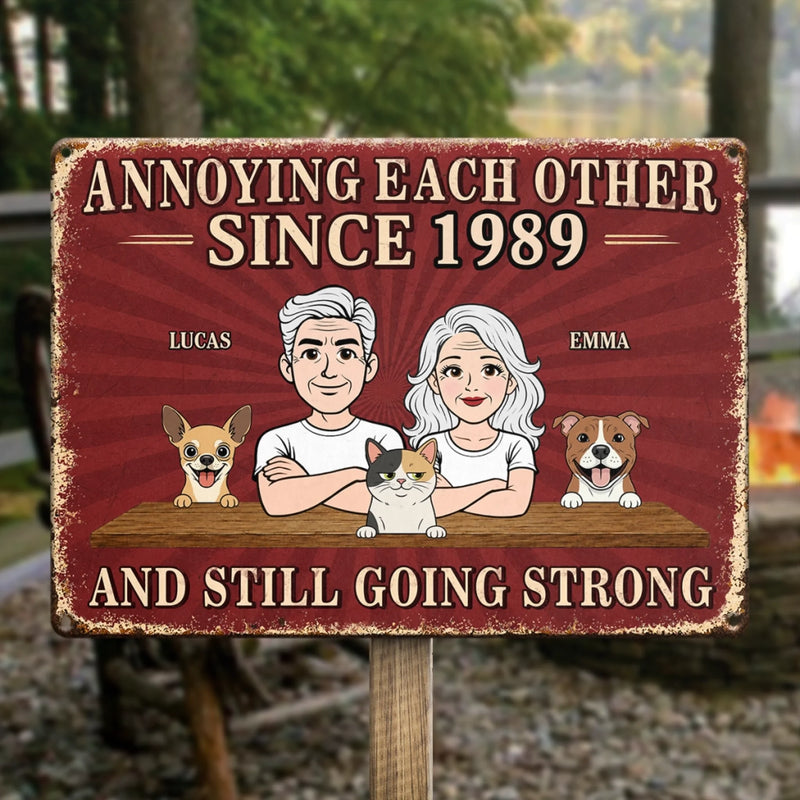 Personalized Home Decor Metal Sign - Gifts For Campers Couple - Paws Chaos Endless