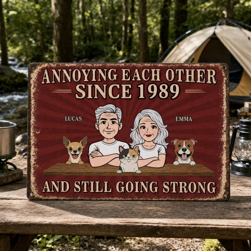 Personalized Home Decor Metal Sign - Gifts For Campers Couple - Paws Chaos Endless