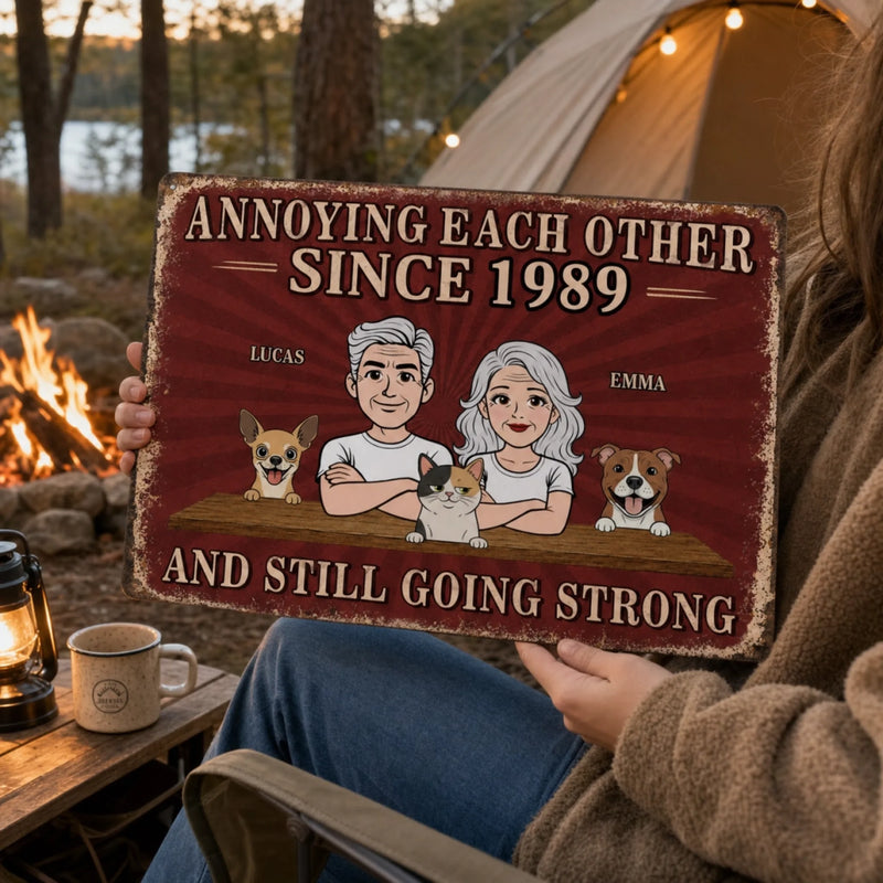 Personalized Home Decor Metal Sign - Gifts For Campers Couple - Paws Chaos Endless